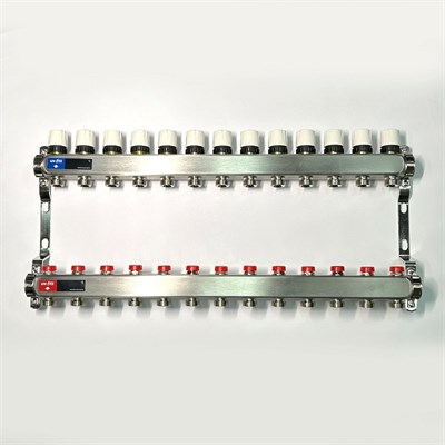 Колл.группа 1" х 13 вых 3/4" с балансировочными и термостатическими вентилями без конц, нерж. cталь 862175