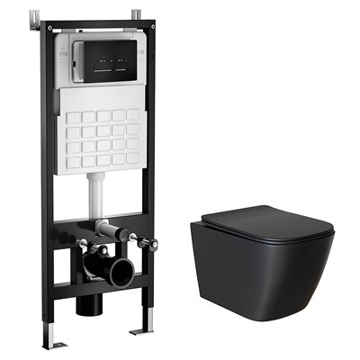 Комплект WAVE "Система инсталляции МЕХАНИКА 500+унитаз "QUADRO"черный+прямоугольная кнопкаV2 черная" 555983