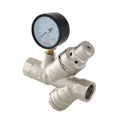 Клапан подпиточный с фильтром механической очистки и манометром  1/2" VALTEC VT.515.N.04 537754