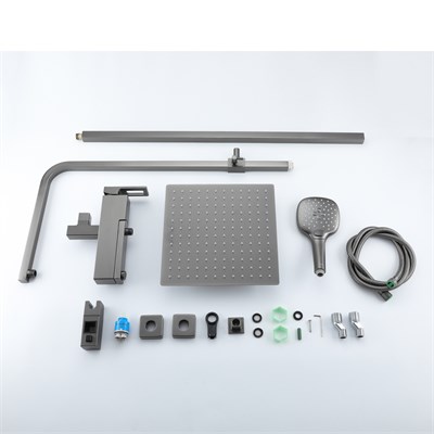 Душевая система 35к G2417-9 GAPPO лейка "Тропический душ" ОРУЖЕЙНАЯ СТАЛЬ 556768