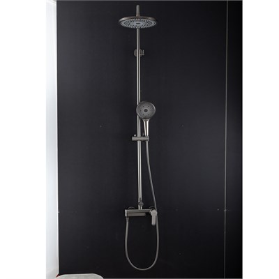 Душевая система 35к G2499-39 GAPPO нерж. сталь,  лейка "Тропический душ" ОРУЖЕЙНАЯ СТАЛЬ 556769