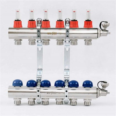 Колл.группа 1" х 6 вых 3/4" с расходомерами и термостатическими вентилями 880429