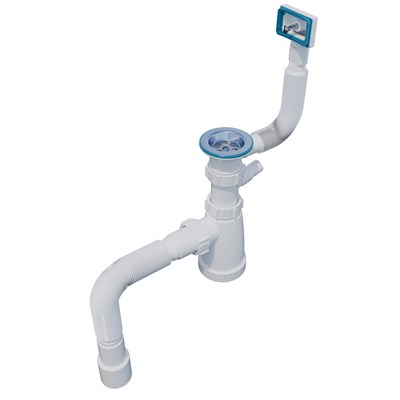 Сифон 1 1/2*40 с носиком, с прямоуг. переливом, с гофрой 40*40*50 BG22145W ИНКОПЛАСТ (винт М6*60) 556516