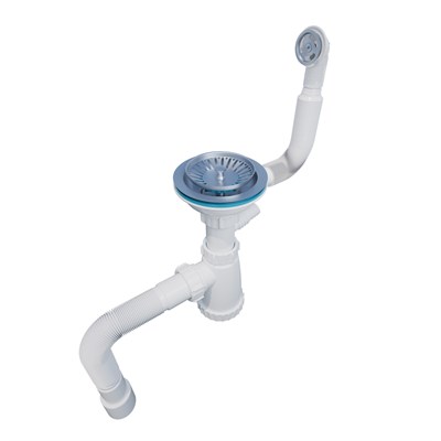 Сифон 3 1/2*40 с носиком, с круглым переливом, с гофрой 40*40*50 (1450мм) BKG30145W ИНКОПЛАСТ 556520