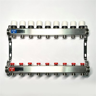Колл.группа 1" х 9 вых 3/4" с балансировочными и термостатическими вентилями без конц, нерж. cталь 886367