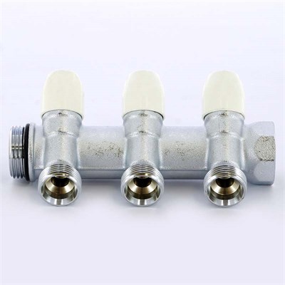 Коллектор НВ 1' 3х3/4'EK Н 50мм хромир. с вентилями 874093