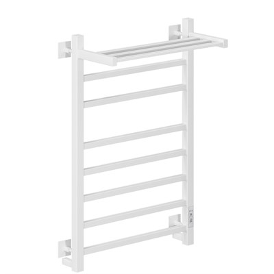 Полотенцесушитель MIXLINE FORTUNE  80х50 (таймер, 560 Вт, 7 перекладин + ПОЛКА) электрический БЕЛЫЙ 556429