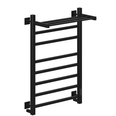 Полотенцесушитель MIXLINE FORTUNE  80х50 (таймер, 560 Вт, 7 перекладин + ПОЛКА) электрический ЧЕРНЫЙ 556430
