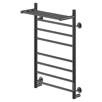 Полотенцесушитель MIXLINE VEGA  80х50 (таймер, 382Вт, 7 перекладин + ПОЛКА) электрический ЧЕРНЫЙ 556426