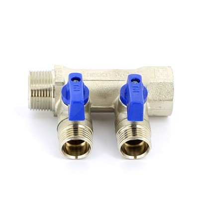 Коллектор НВ 3/4' 2х(1/2'х16) Н 36мм никелир. с кранами 864062