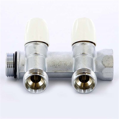 Коллектор НВ 3/4' 2х3/4'EK Н 50мм хромир. с вентилями 863245