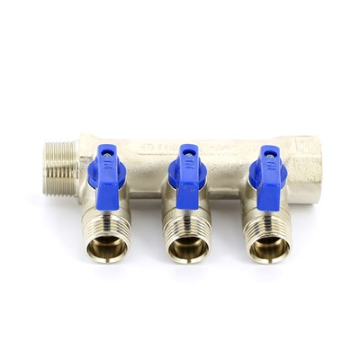 Коллектор НВ 3/4' 3х(1/2'х16) Н 36мм никелир. с кранами 862400