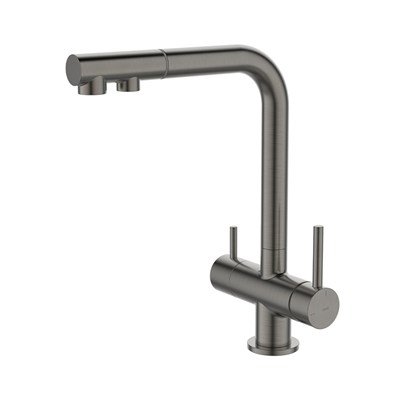 Смеситель для кухни 35к IDDIS UMBGMPFi05 "Umbra" с вых для пит.фильтра выс.пов.излив, п/гайку ГРАФИТ 556087