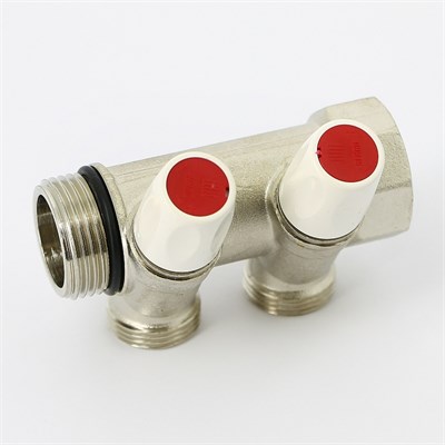 Коллектор с вентилями НВ 1" x 2 вых 3/4"EK, никелир., межосевое 40 мм RAUTITAN MX 873886