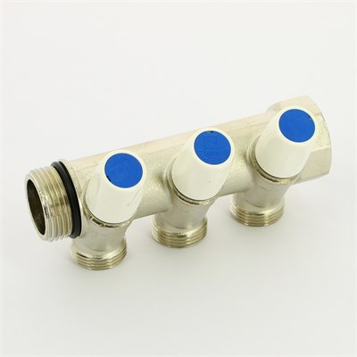 Коллектор с вентилями НВ 1" x 3 вых 3/4"EK, никелир., межосевое 40 мм RAUTITAN MX 863567