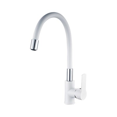 Смеситель для кухни 35к HB70113-8 HAIBA гибкий излив, б/отв боковая БЕЛЫЙ/ХРОМ 557366