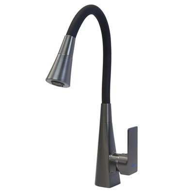 Смеситель для кухни 35к HB73823-3 HAIBA гибкий излив, б/отв боковая ЧЕРНЫЙ/ОРУЖ.СТАЛЬ 557396