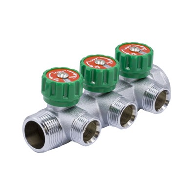 Коллектор 1''x3/4'' (евроконус) с регулировочными вентилями для подачи водоснабжения VRT (3 вых) 555987