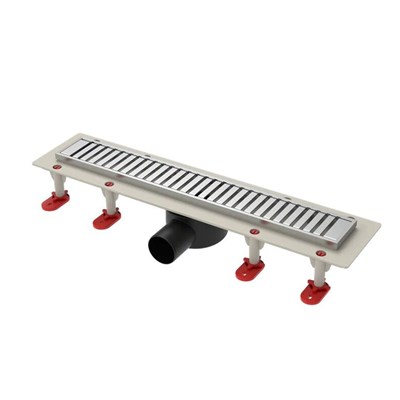 Трап линейный ТП-55.1D-900 решетка и рамка из нерж. стали, с гориз. выходом D50 мм 557459