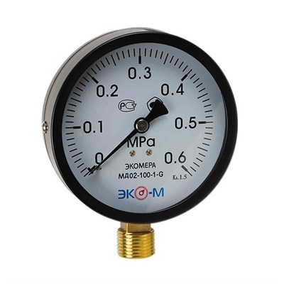 Манометр 100х1/2''  6 бар МД02 (нижн радиал подкл, корпус сталь, минстекло) ЭКОМЕРА 557541