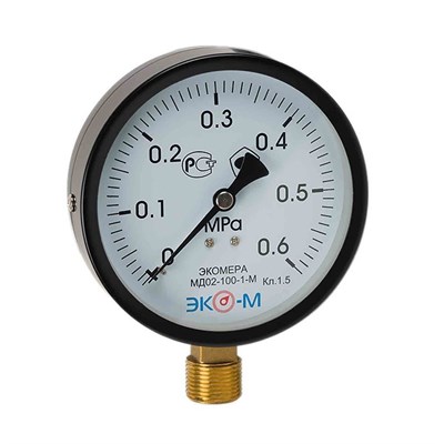 Манометр 100хМ20х1,5  6 бар МД02 (нижн радиал подкл, корпус сталь, минстекло) ЭКОМЕРА 557545