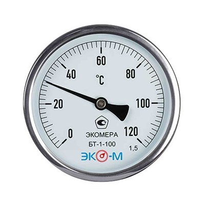 Термометр 100х1/2'' 120С БТ-1-100 шток 60мм (осевое подкл.,корпус алюминий) ЭКОМЕРА 557564