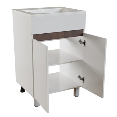 Тумба д/ванной "БРИКС-50" 2 ст.белый/дуб вотан под рак."Breeze 50"меб. (Sanita Luxe)(ПВХ) (разбор) 557487