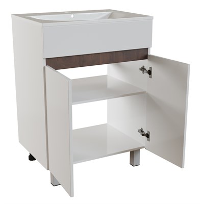 Тумба д/ванной "БРИКС-60" 2 ст. белый/дуб вотан под рак."Breeze 60" меб. (Sanita Luxe)(ПВХ)(разбор) 557490