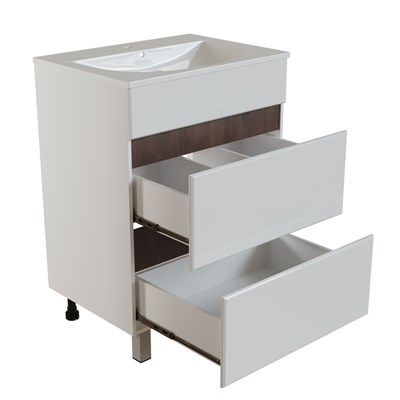 Тумба д/ванной "БРИКС-60" 2 ящ. белый/дуб вотан под рак."Breeze 60" меб. (Sanita Luxe) (ПВХ)(разбор) 557491