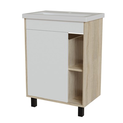 Тумба д/ванной "МИЛТОН-60" Дуб сонома/белый под рак. Фостер 60 (Kirovit) (ЛДСП /ПВХ) 557619