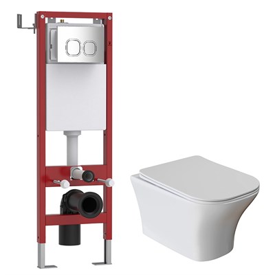 Комплект WAVE "Система инсталляции МЕХАНИКА 380+унитаз "CITY"+квадратная кнопка A3 хром" 558141