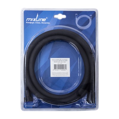 Шланг душевой 200 см имп/кон, силиконовый ЧЕРНЫЙ МАТОВЫЙ MIXLINE MIX-7-200 ЛЮКС (блистер) 557331