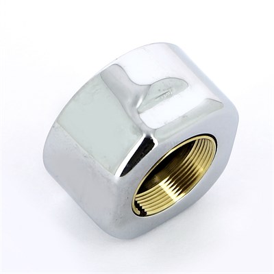 Концовка для медной трубы диам. 15 с цилиндрической гайкой цвет хром 870484