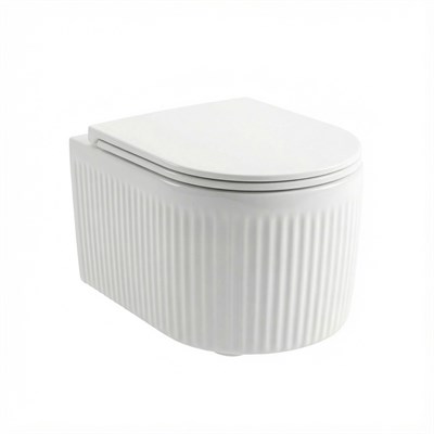 Унитаз подвесной безободковый WAVE RIFL Tornado3.0, сид. дюропласт, м/л, быстр, БЕЛЫЙ глянец (L) 557907