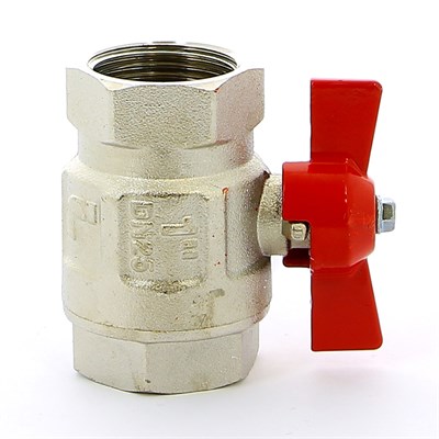 Кран ВВ 1' бабочка IDEAL красная ручка 877266