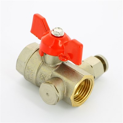 Кран ВВ 1/2" Pride с дренажным вентилем (заглушка 1/4"), бабочка 864883