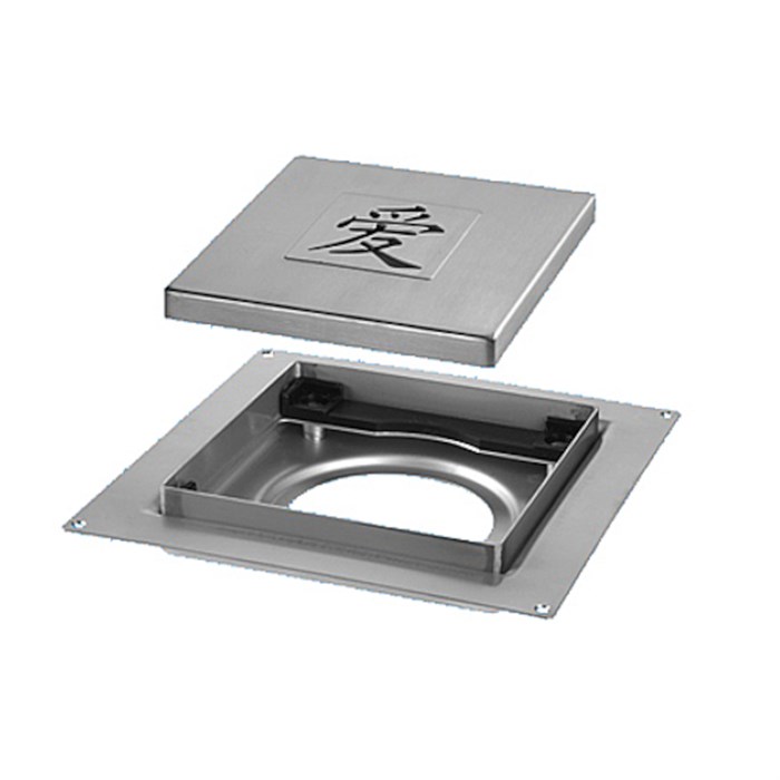 Насадка сливная (L150ммх150мм, нержавейка 304, дизайн "LOVE", слив D90мм) под плитку h8-16мм в компл 879222