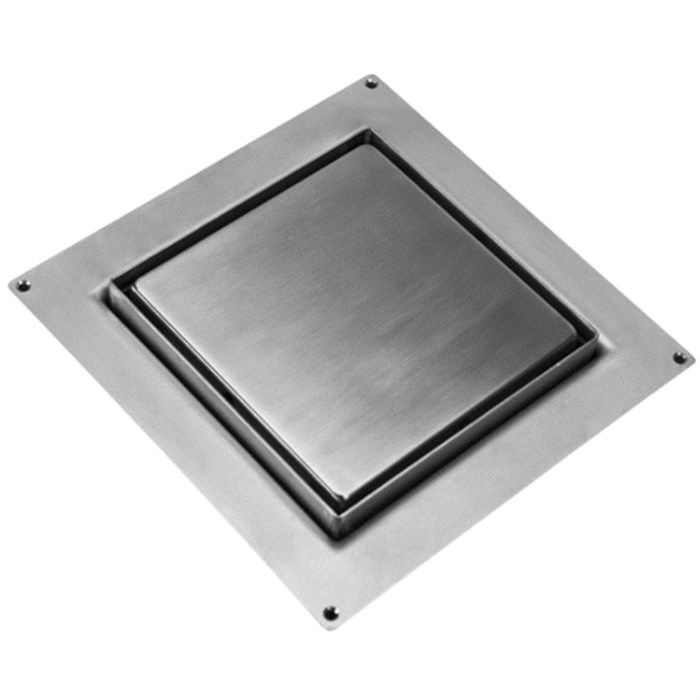 Насадка сливная (L150ммх150мм, нержавейка 304, дизайн "PLAIN", слив D90мм) под плитку h8-16мм в комп 884408