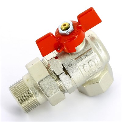 Кран угловой НВ 1" с разъемным соединением, полнопроходной, бабочка 860732