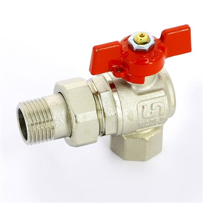 Кран угловой НВ 1/2" с разъемным соединением, полнопроходной, бабочка 860140