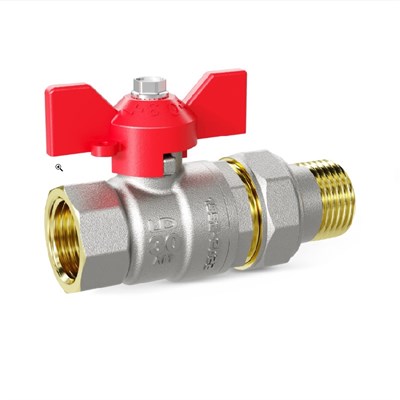 Кран шаровой Pride В 1/2 Американка 47.15.В-ГШ.Б латунь бабочка красная 861186