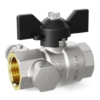 Кран шаровой Pride ВВ 1/2 44.15.В-В.С.Б М20 с дренажем и воздухоотводчиком трехходовой латунь бабочк 875196