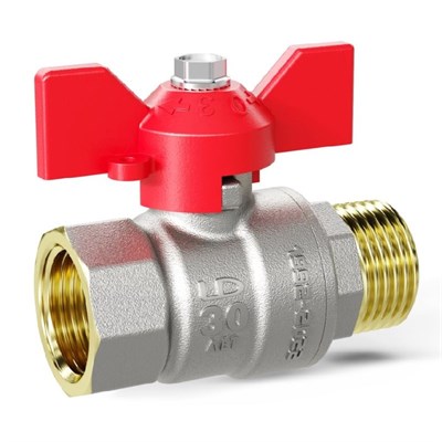 Кран шаровой Pride НВ 1.0 47.25.В-Н.Б латунь бабочка красная 878527