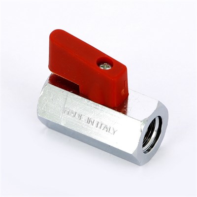 Кран шаровой мини ВВ 1/4' флажок MINI красная ручка 863364