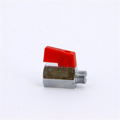 Кран шаровой мини НВ 1/4' флажок MINI красная ручка 860712