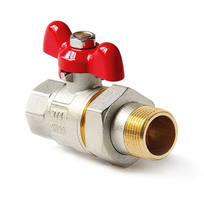 Кран шаровой полнопроходной со сгоном НВ 1 1/4" ручка бабочка 858363