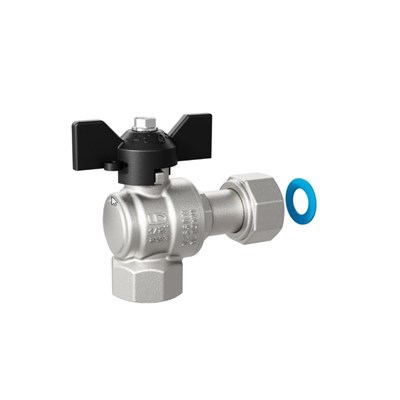 Кран шаровой угловой Pride В 1/2 накидная гайка 47.15.В-НкГк.У.Б с накидной гайкой латунь бабочка 860256