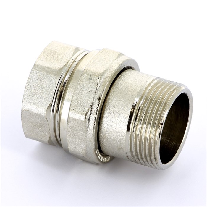 Разъемное соединение прямое НВ 1 1/4" с прокладкой O-RING, никелированная латунь 880181