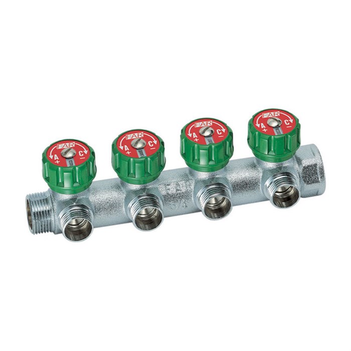 Регулирующий коллектор 1" (ВР-НР) с 4 отв. 1/2" НР 881370