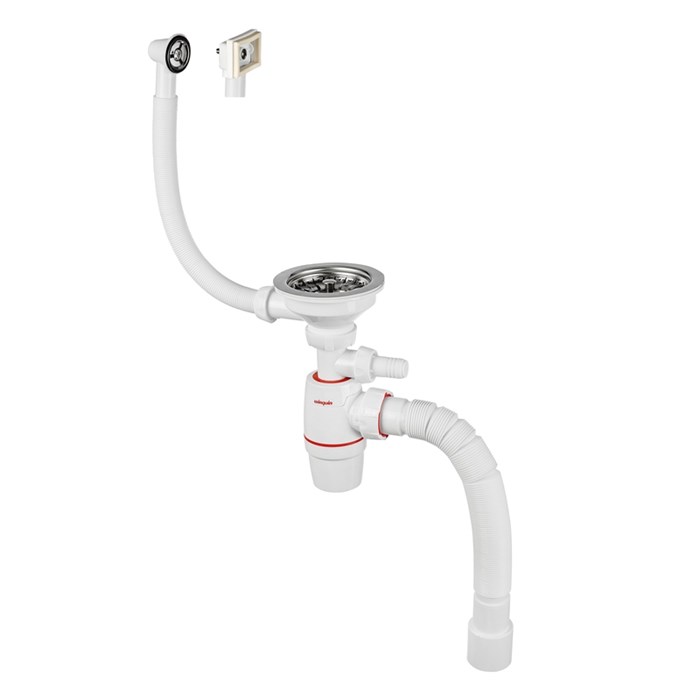 Сифон NEO, нерж. чашка D114 мм 1 1/2 х 40/50, с отв. для быт.техники, круг. и квад. перелив, L800 мм 878683